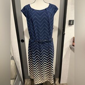 ILE New York Chevron Navy and Cream Dress